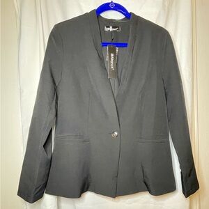 NWT Allegra K Black Blazer Stretch One Button Long Sleeve Jacket Suit Size M